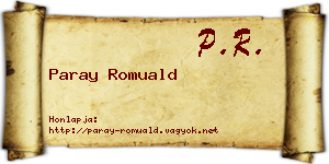 Paray Romuald névjegykártya